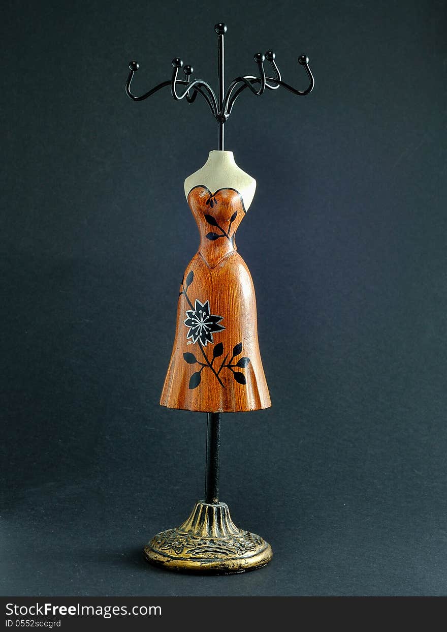 Wooden jewelry hanger shaped woman