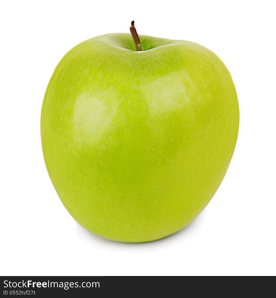 Ripe green apple isolated on white background