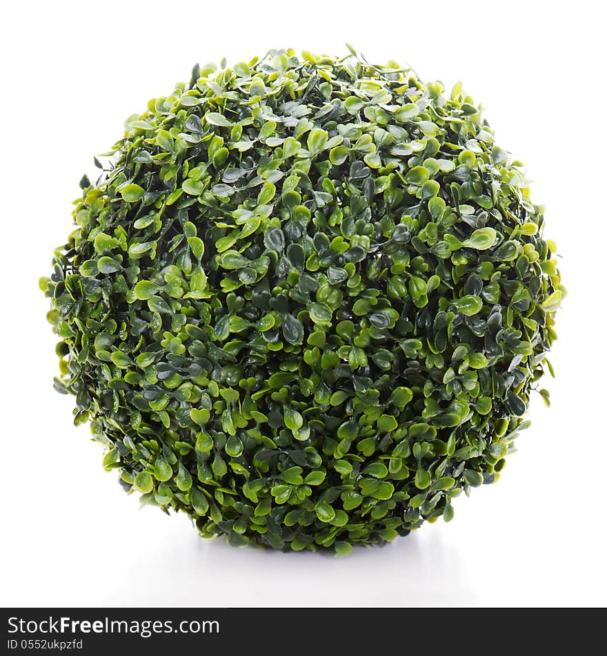 Sphere From Green Artificial Grass On White Background