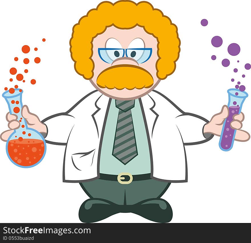 Vector cartoon character - a biochemist. Vector cartoon character - a biochemist.