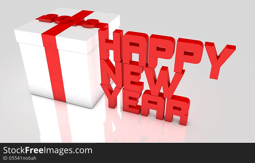 Happy new year text and gift