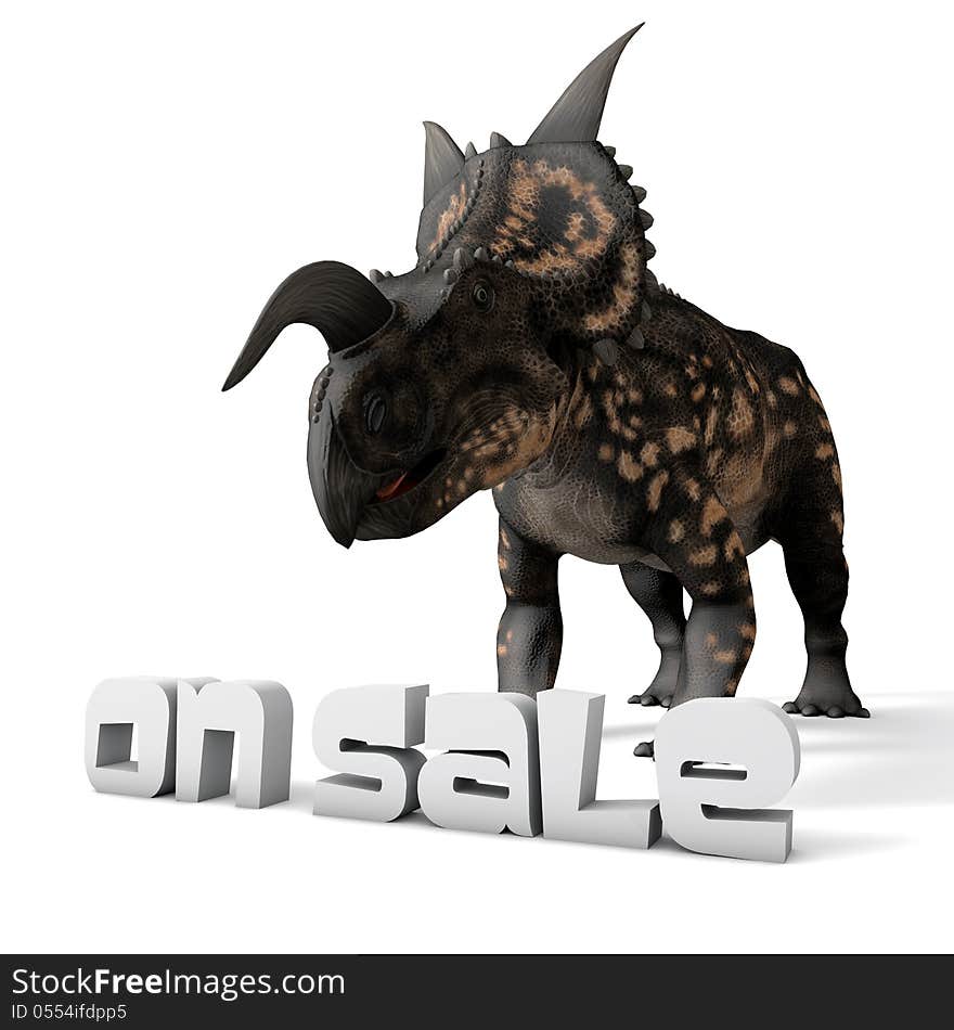 3d dinosaur on sale and white background