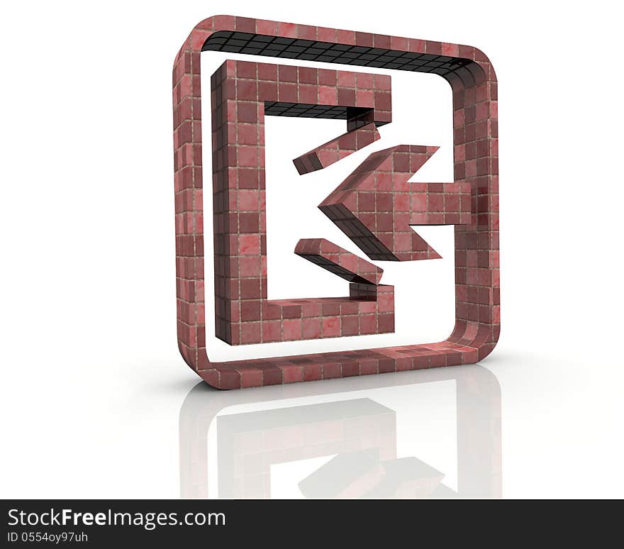 3d exit icon and white background