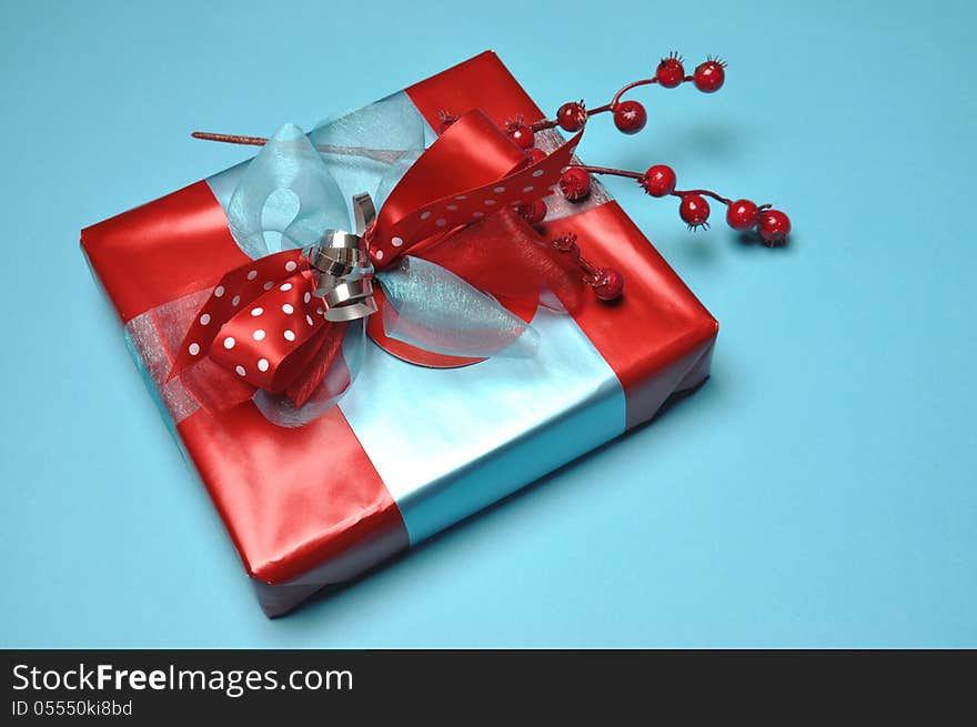 Red and blue festive present gifts