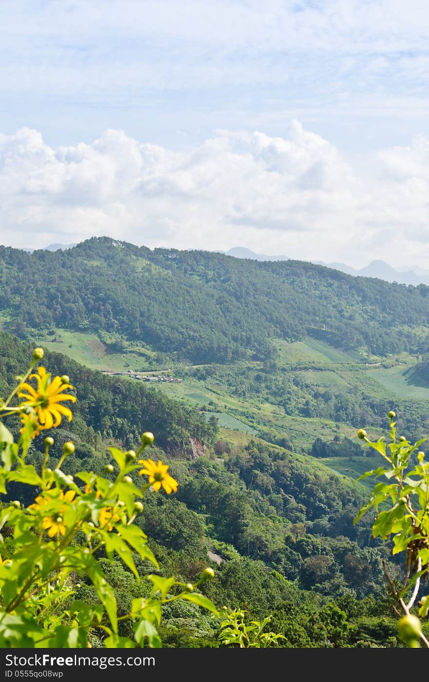 Doi Mae U Ko, Scenic mountain peaks. Mae Hong Son, Northern Thailand.