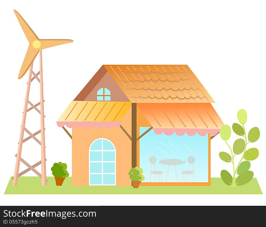 Illustration of isolated cartoon house on white background . Illustration of isolated cartoon house on white background .