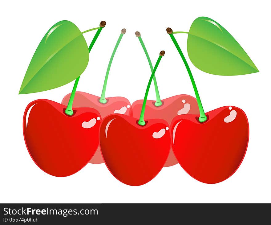 Cherry on a white background. Vector EPS10.