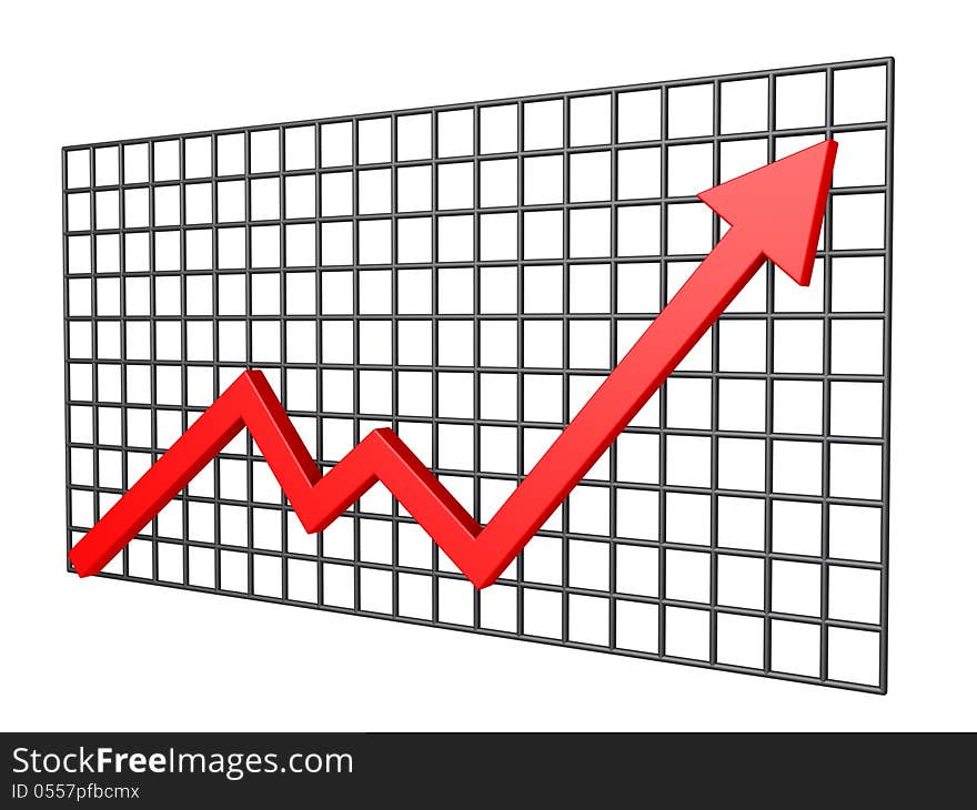 3d graphic chart in front of vertical grid. 3d graphic chart in front of vertical grid