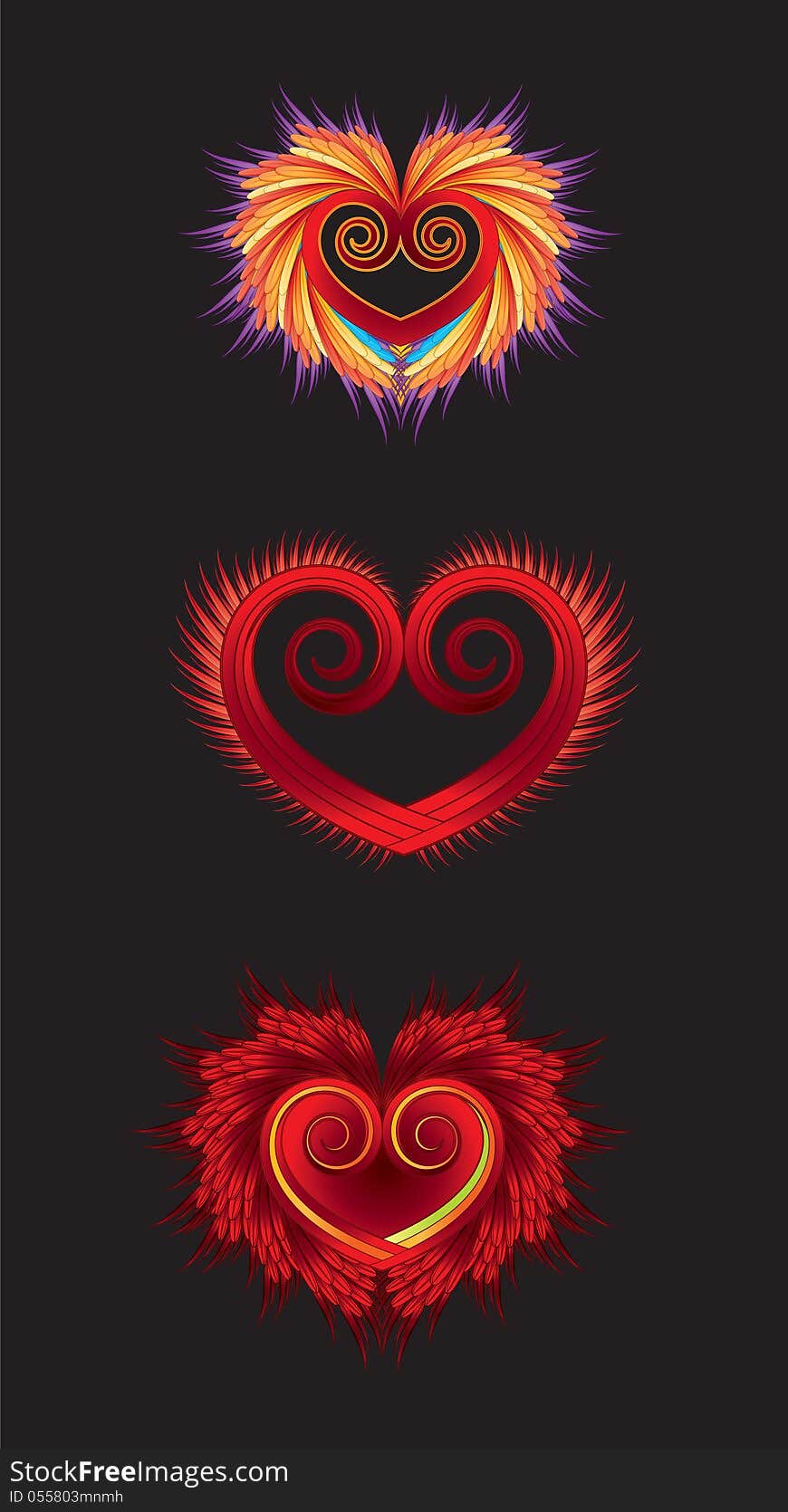 Colorful valentine hearts symbols