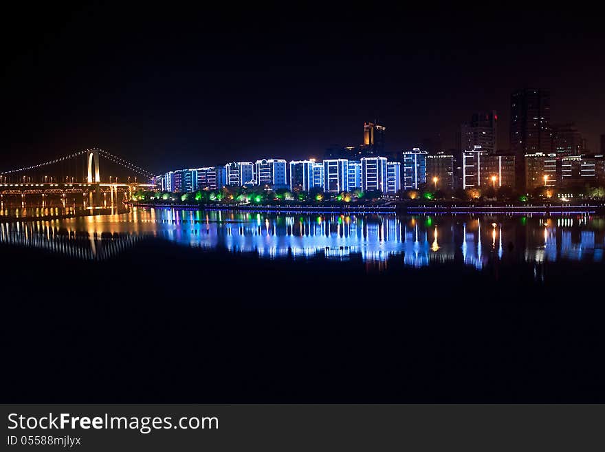 River night and reflection