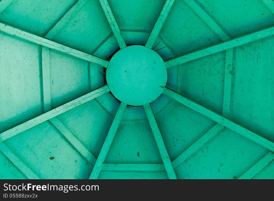 Old wooden ceiling,painted green. Old wooden ceiling,painted green.