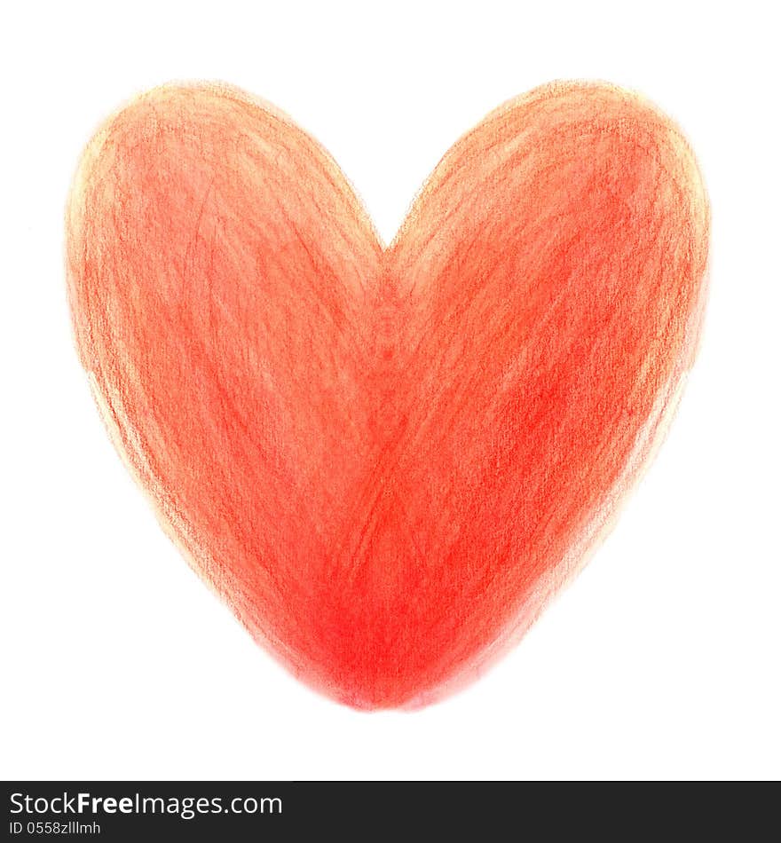 Beautiful watercolor red heart on a white background. Beautiful watercolor red heart on a white background