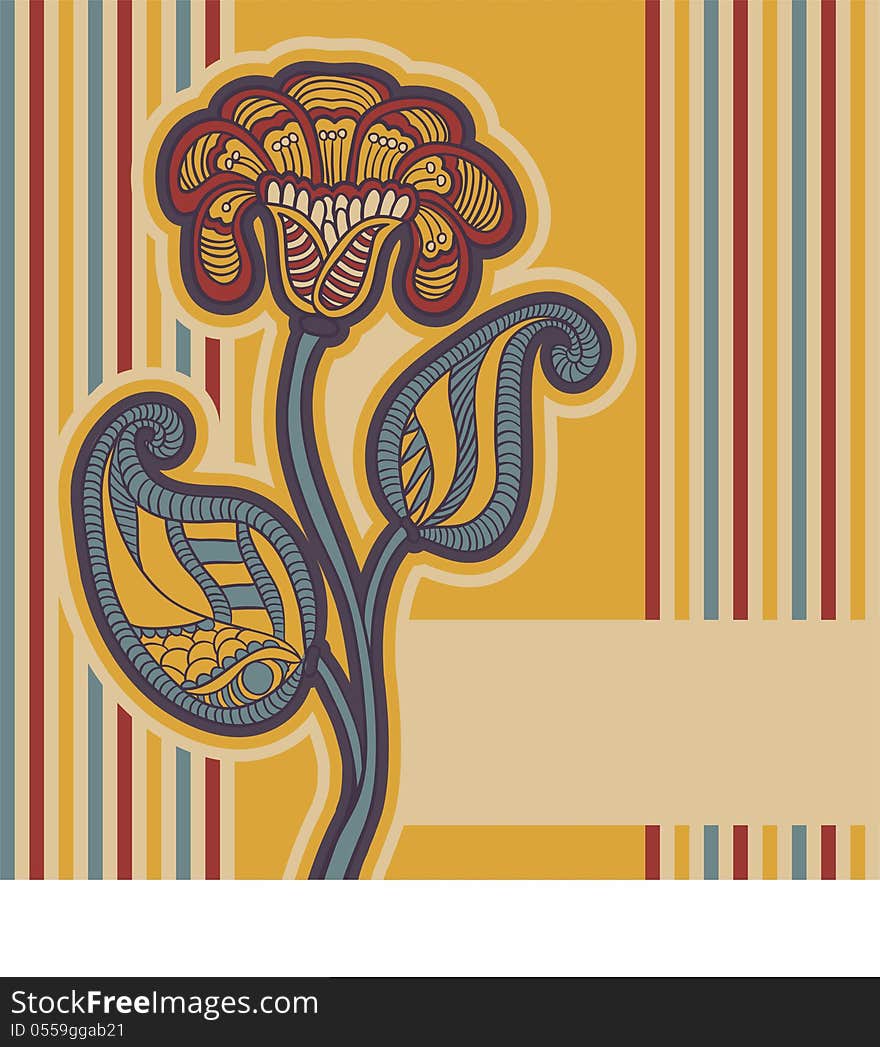 Floral design in retro colors for invitation, greeting card, cover. Floral design in retro colors for invitation, greeting card, cover.