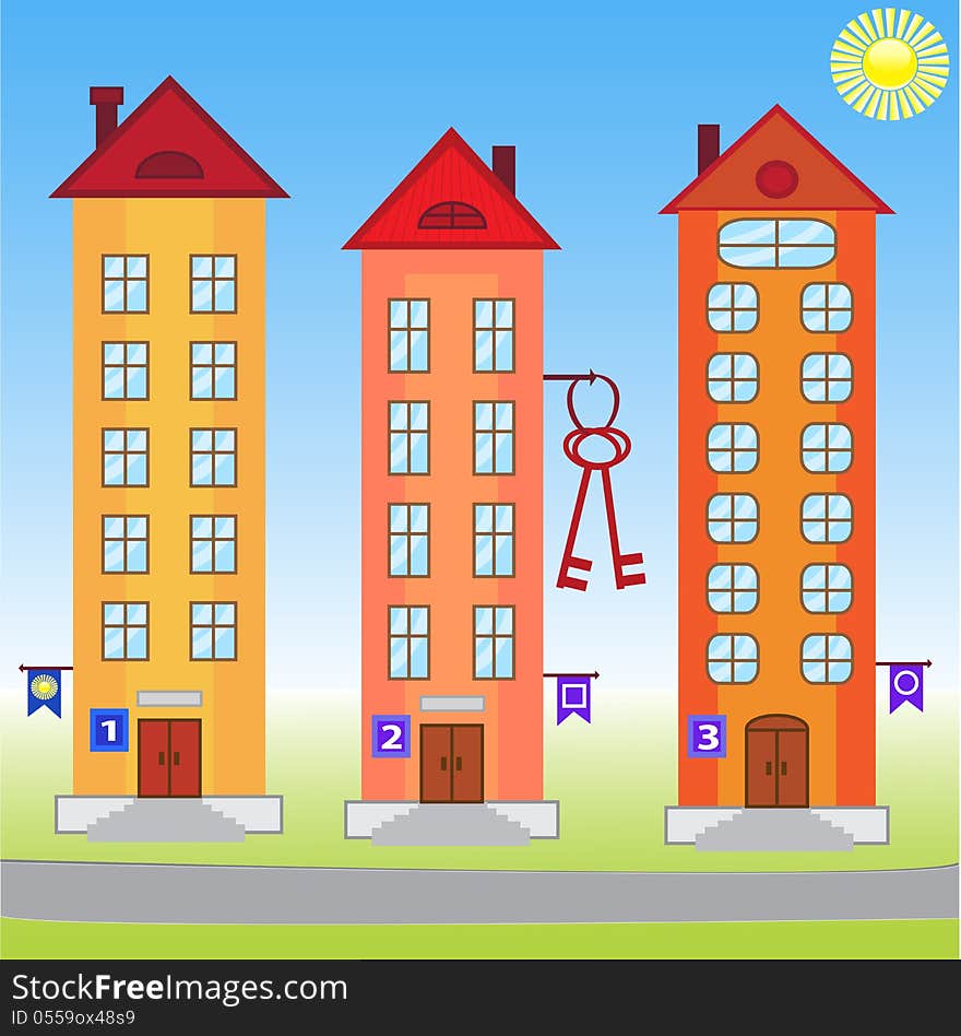 Stock Illustration - Symbol. Building, keys.