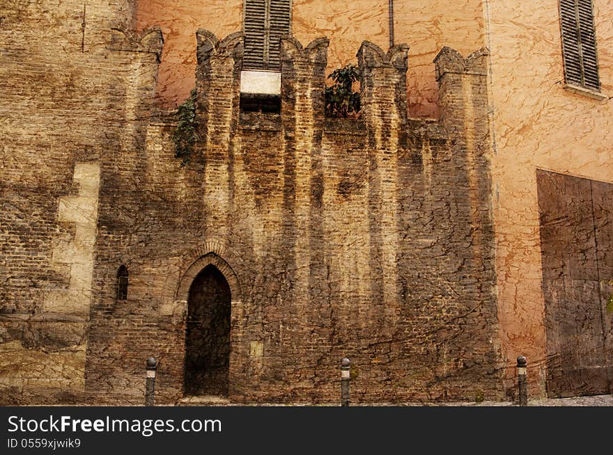 Ancient wall in Modena Italy