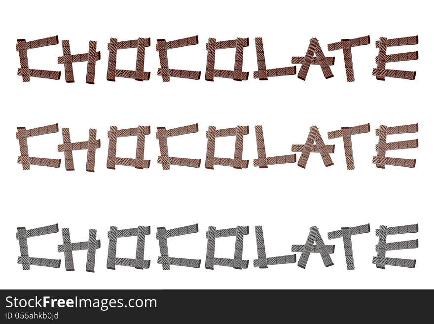 Chocolate word 3 color on white background