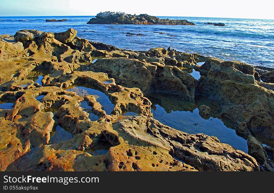 Bird Rock off Heisler Park. Laguna Beach, California