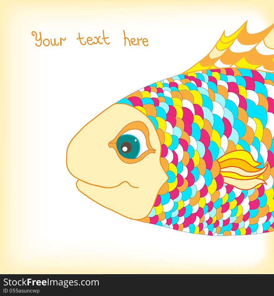 Colorful happy fish on white background