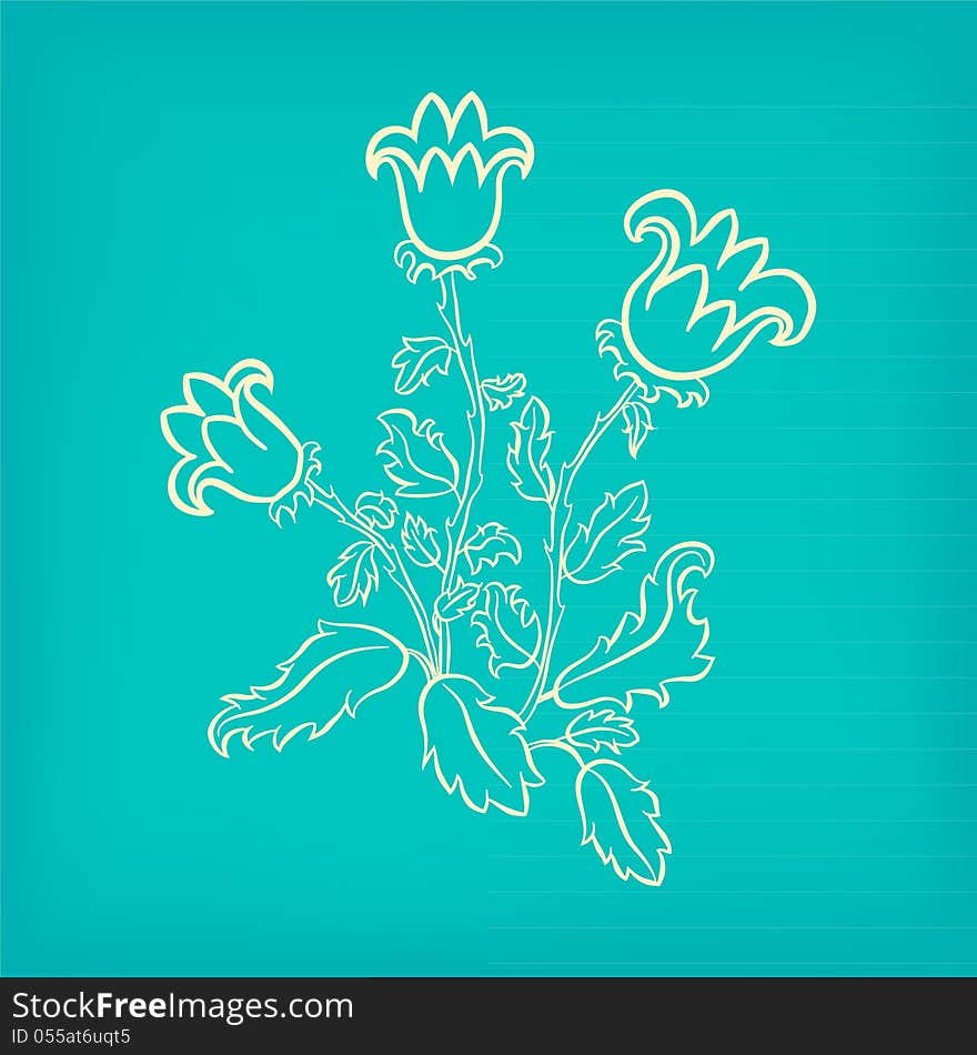 Floral background on blue background. Floral background on blue background