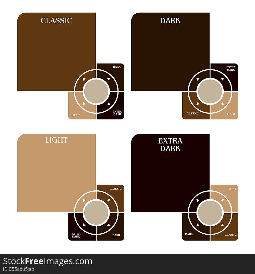 Collection of styled coffee labels, roast level. Vector illustration. Collection of styled coffee labels, roast level. Vector illustration.