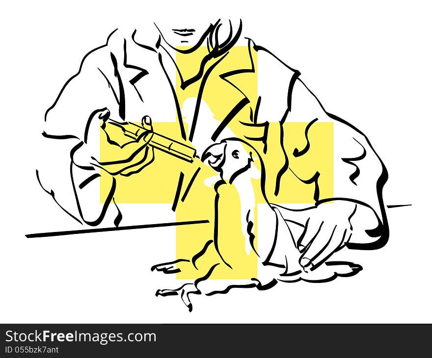 Illustration of an veterinarian at work