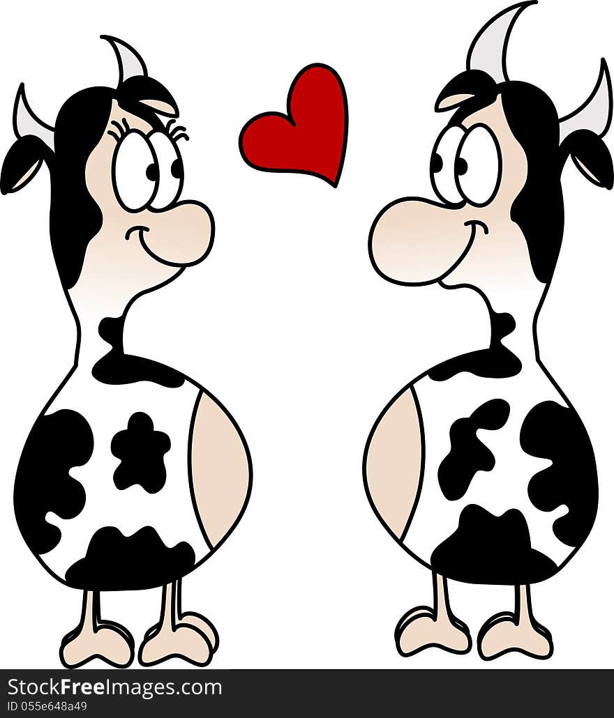 Valentine Cute Cow Cartoon In Love