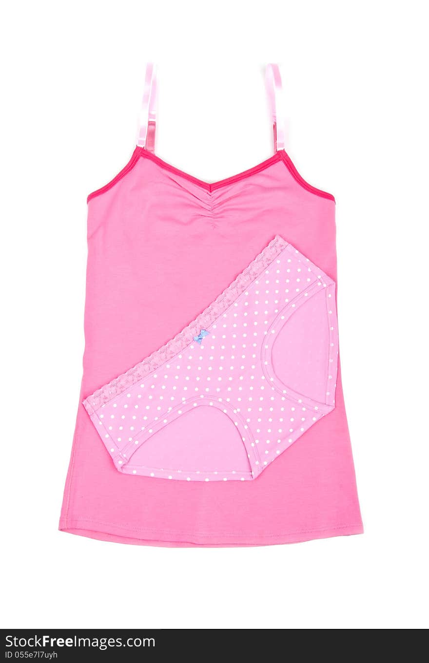 Pink panties with white polka dots and matching tank top #2. Pink panties with white polka dots and matching tank top #2.