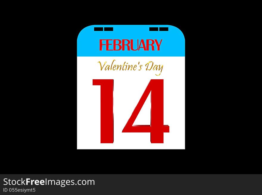 Calendar February 14 Valentine's Day. Calendar February 14 Valentine's Day