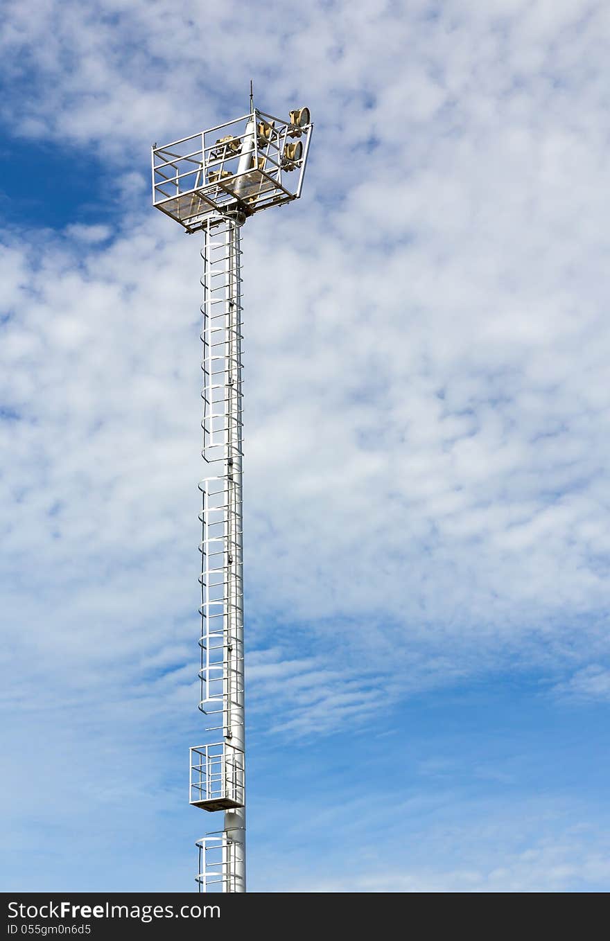 The Stadium Spot-light tower over Blue Sky. The Stadium Spot-light tower over Blue Sky