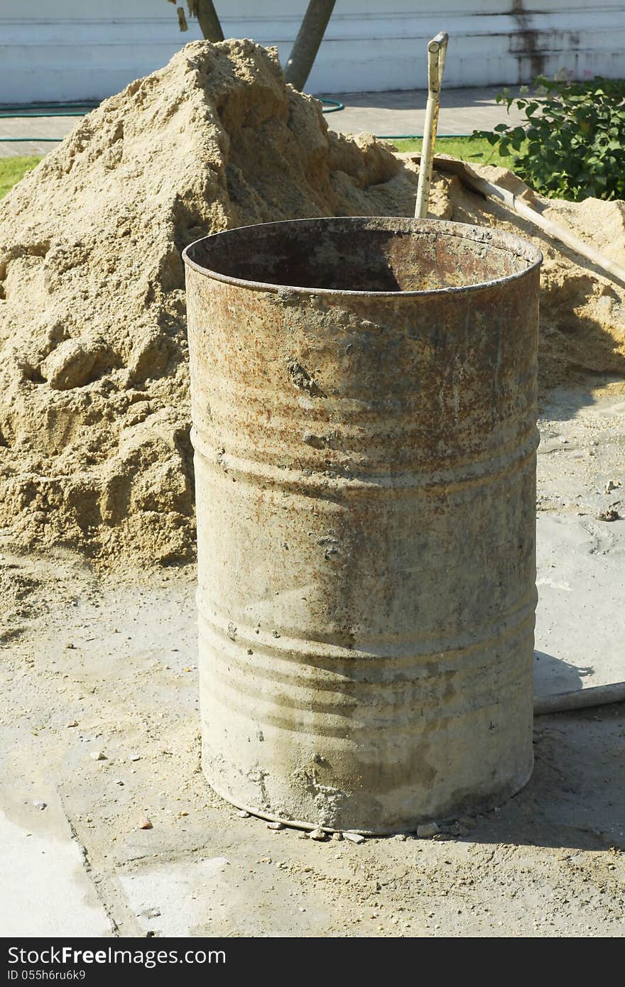 Fuel old tank on construction site for fill water