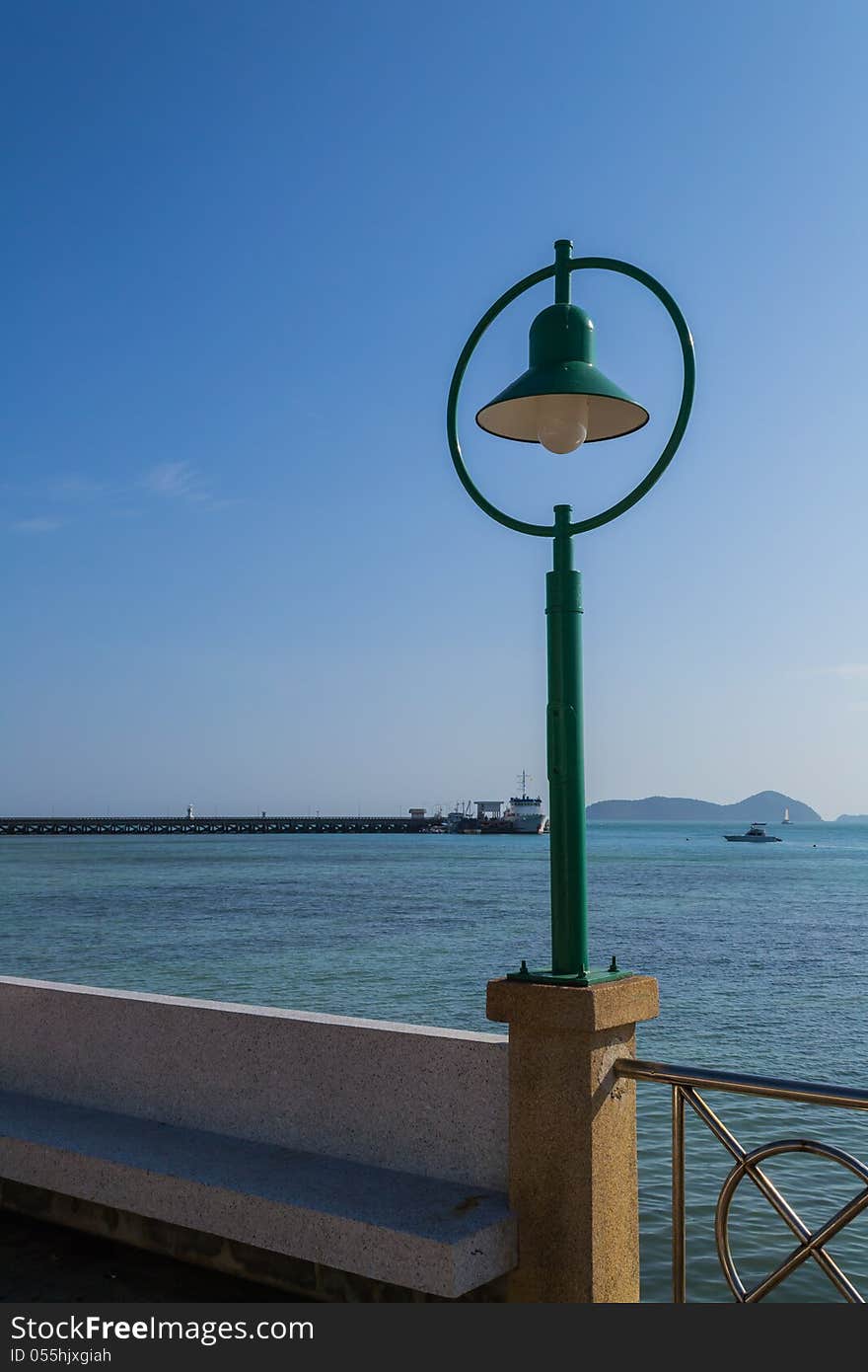 A green street lamp at panwa cape, Phuket