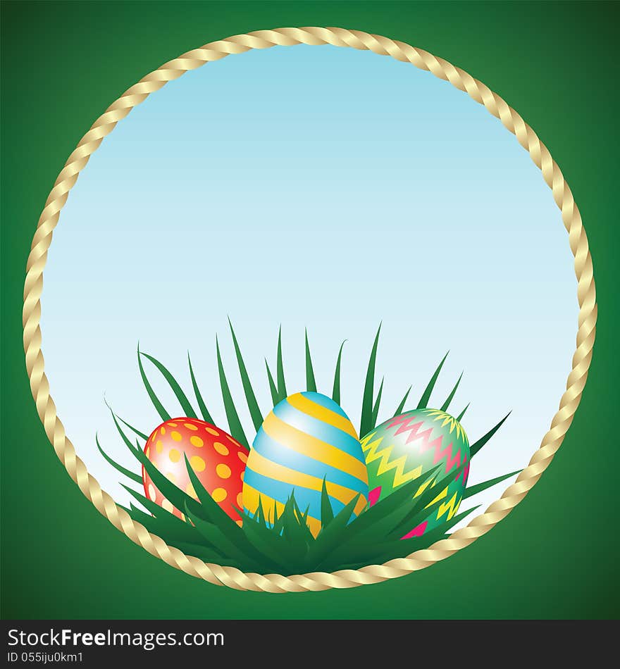 Easter eggs and grass in frame