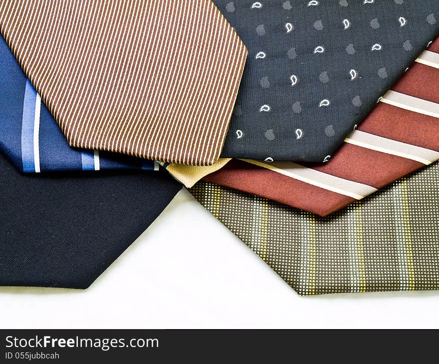 Colorful ties isolated on white background