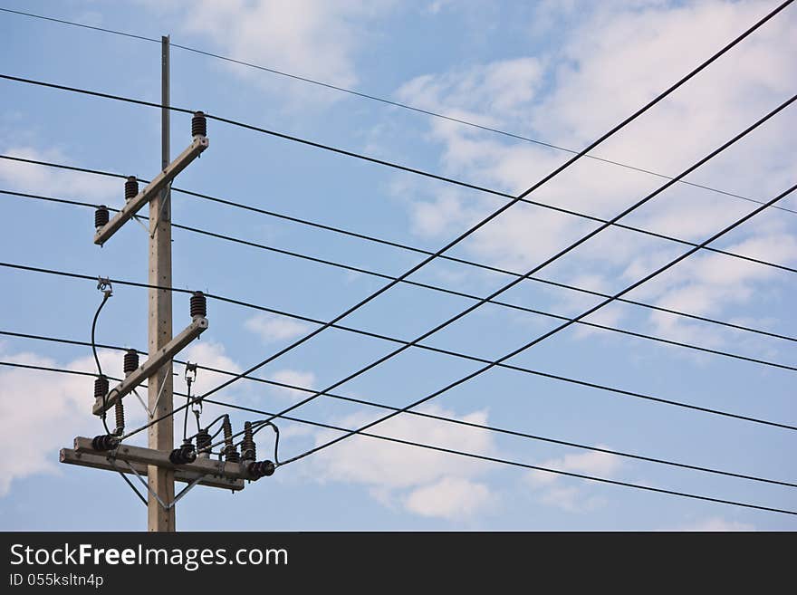 Electric pole and cable wiring