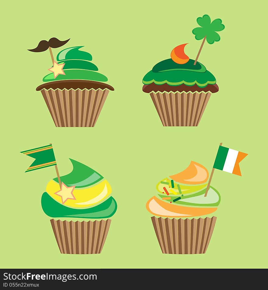 Set of cupcakes for st.patrick`s day