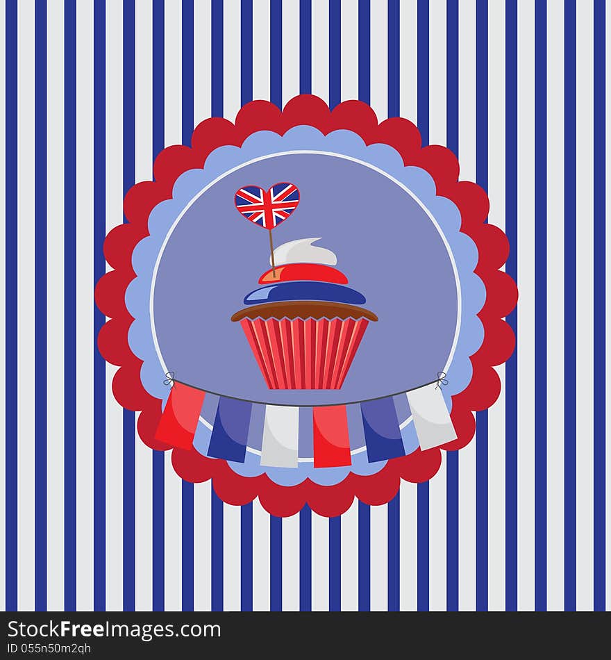 cupcake in UK traditional colors