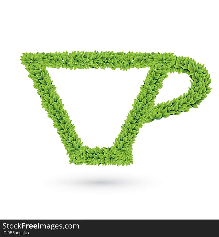 Cup silhouette of green leaves