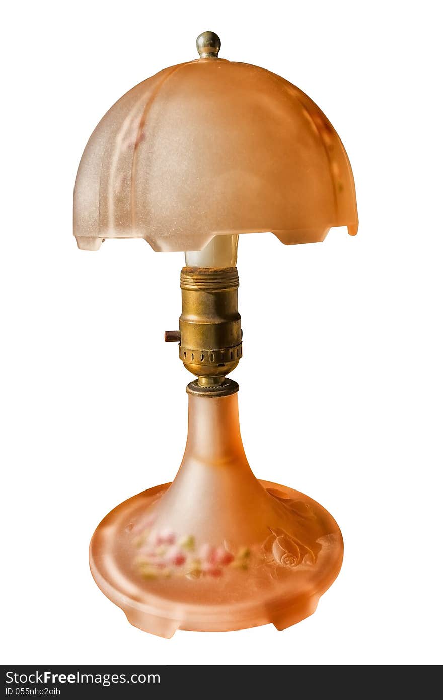 Old bedroom lamp on a white background  with pathincluded. Old bedroom lamp on a white background  with pathincluded