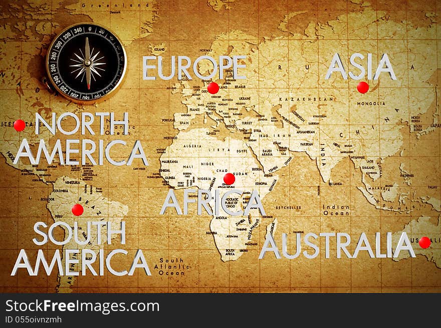 Three-dimensional map of the world. Three-dimensional map of the world