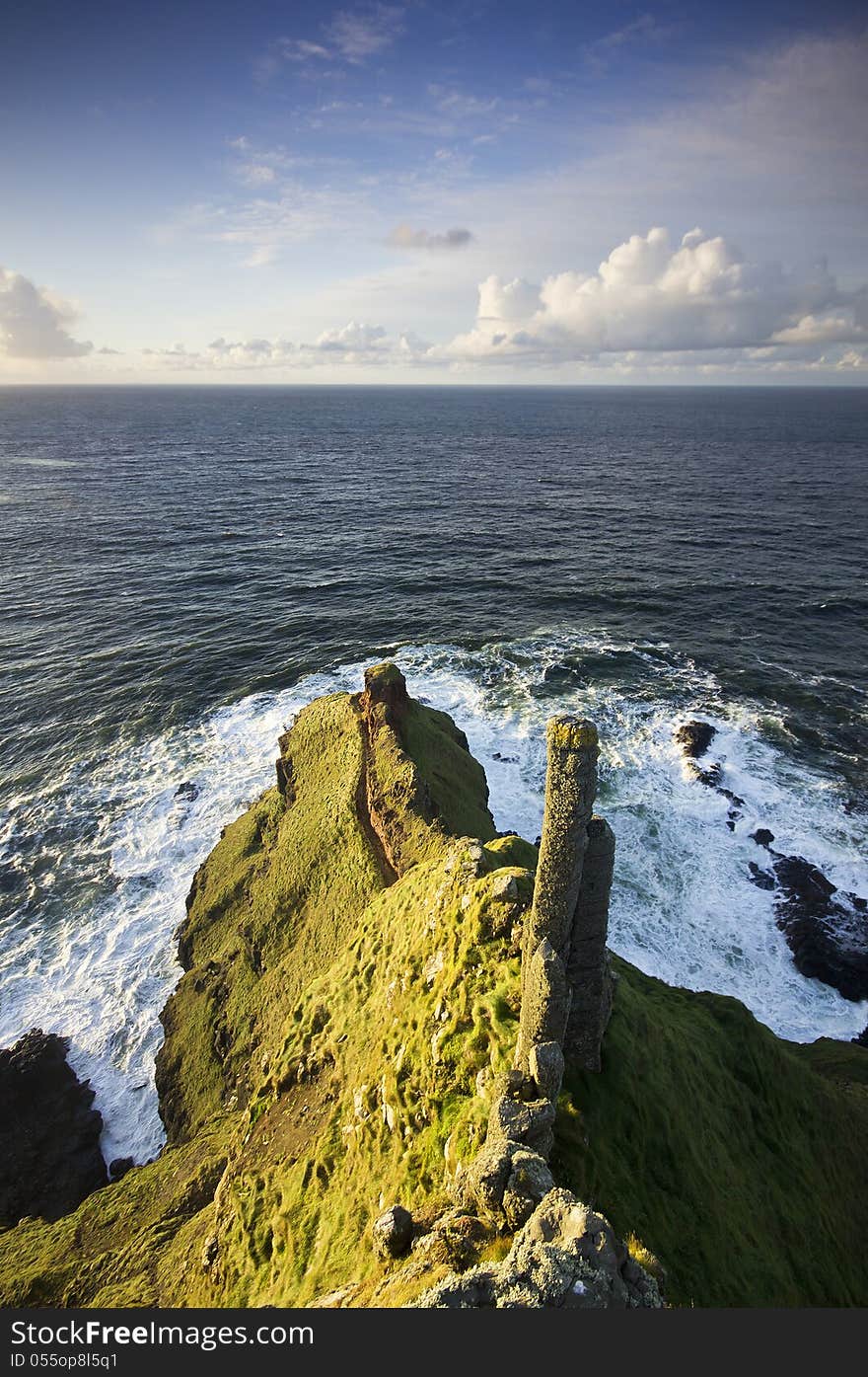 High view from Lacada Point - part of the Giant's Causeway UNESCO World heritage site from Northern Ireland. High view from Lacada Point - part of the Giant's Causeway UNESCO World heritage site from Northern Ireland.