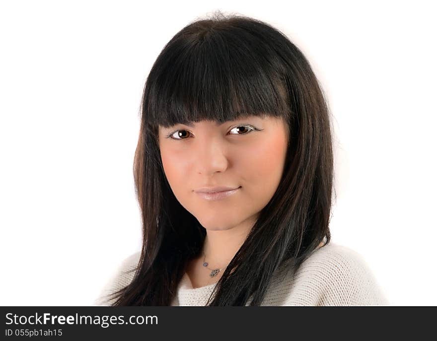 Portrait Of A Young Brunette In Studio