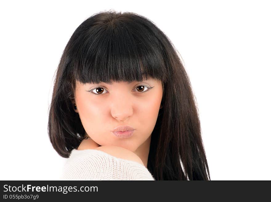 Portrait Of A Young Brunette In Studio