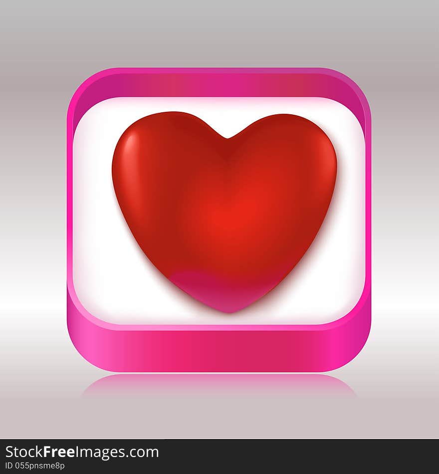 Red heart in a gift box. Vector illustration