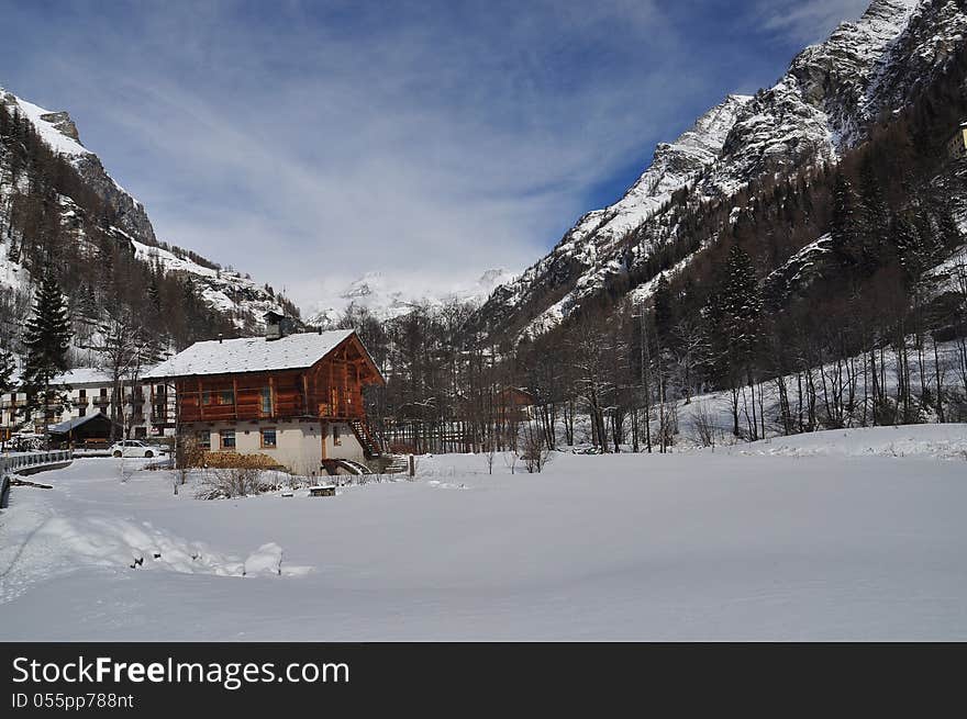 Gressoney and Monte Rosa landscape. Italian Alps