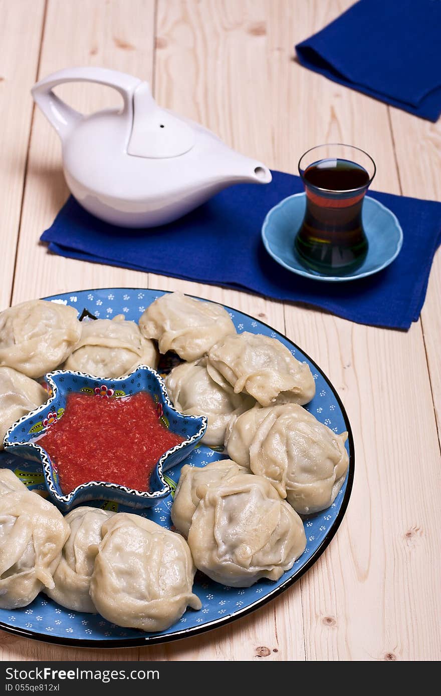 Kazakh or Uzbek dish - manti