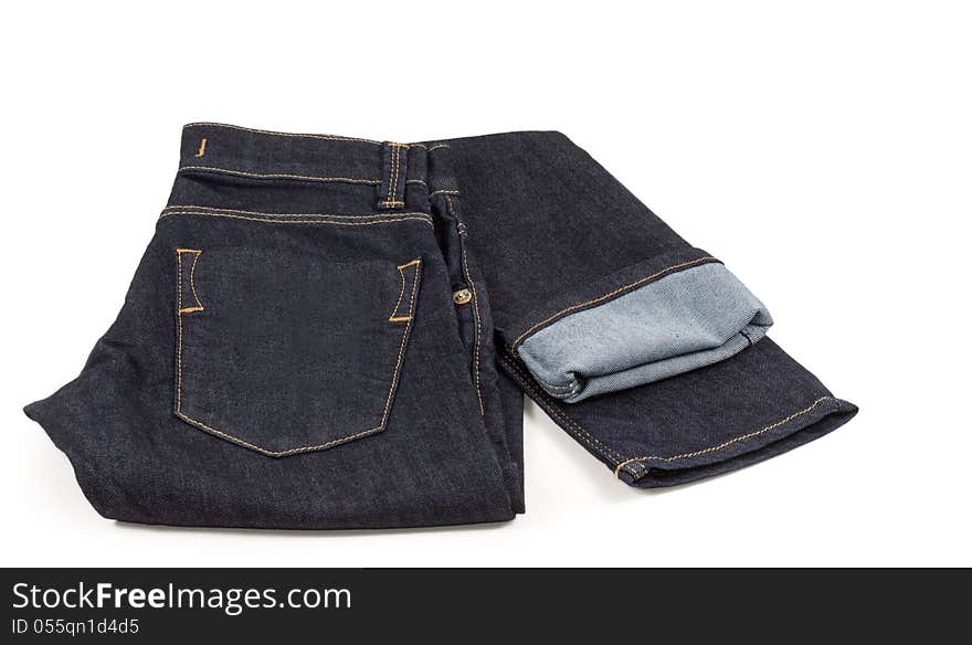 Neatly displayed denim jeans