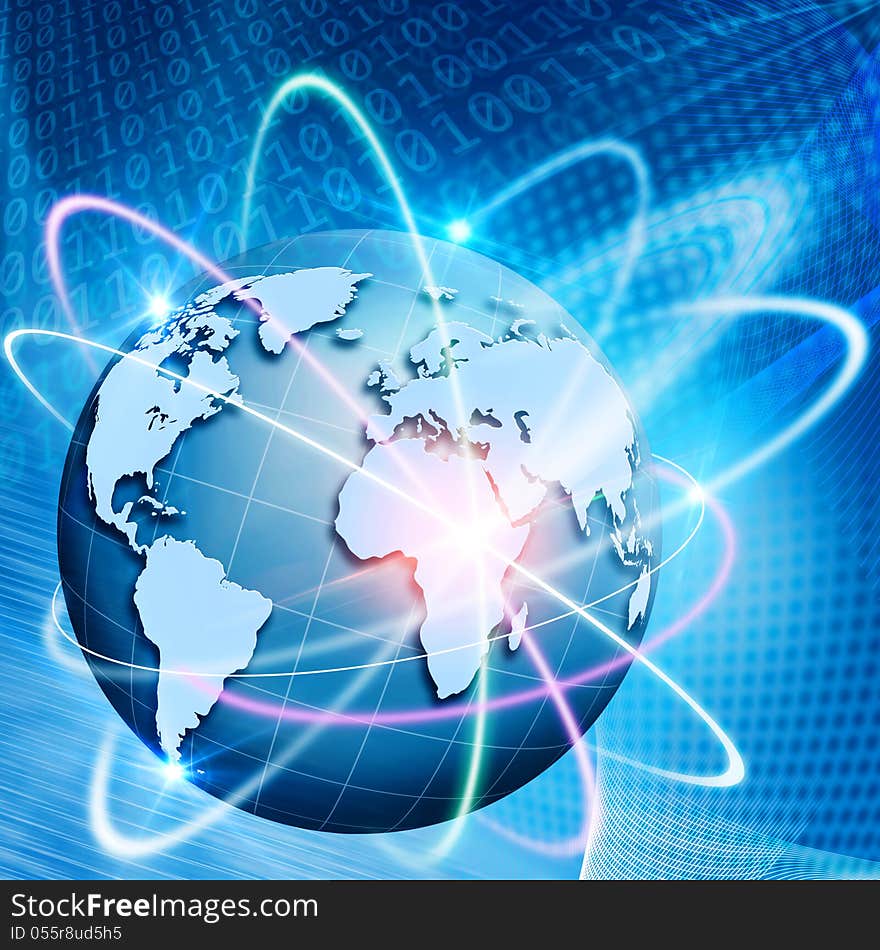 Orbit of comminications. Abstract technology backgrounds