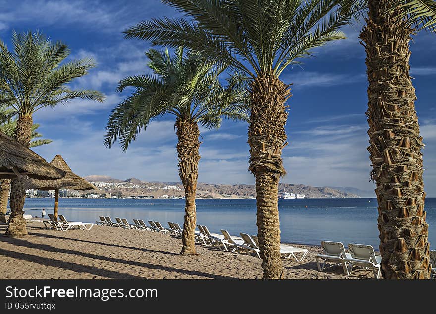 Sandy Beach Of Eilat In Israel