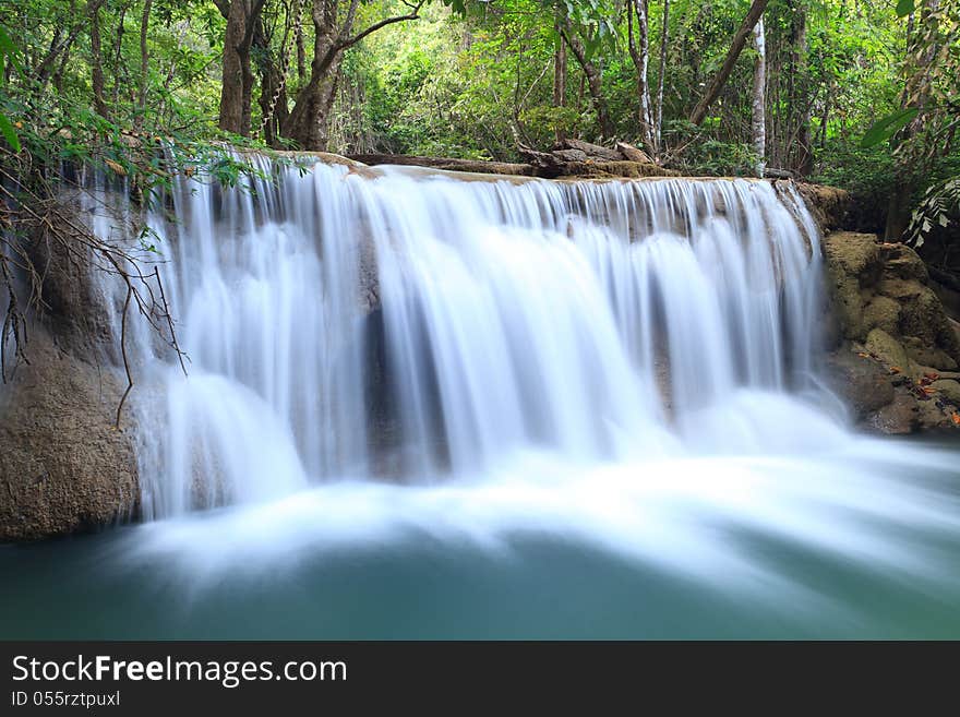 Deep forest Waterfall in Kanchanaburi, Thailand