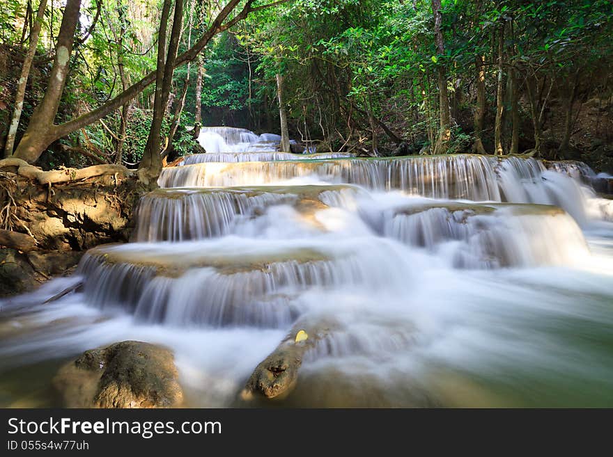 Deep forest Waterfall in Kanchanaburi, Thailand